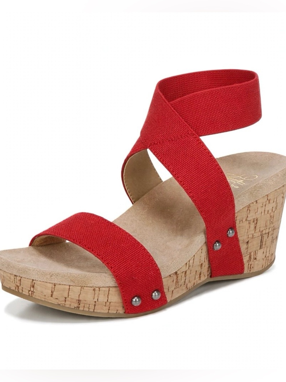 LifeStride Del Mar Fire Red Wedge Women’s Cork Sandals 6